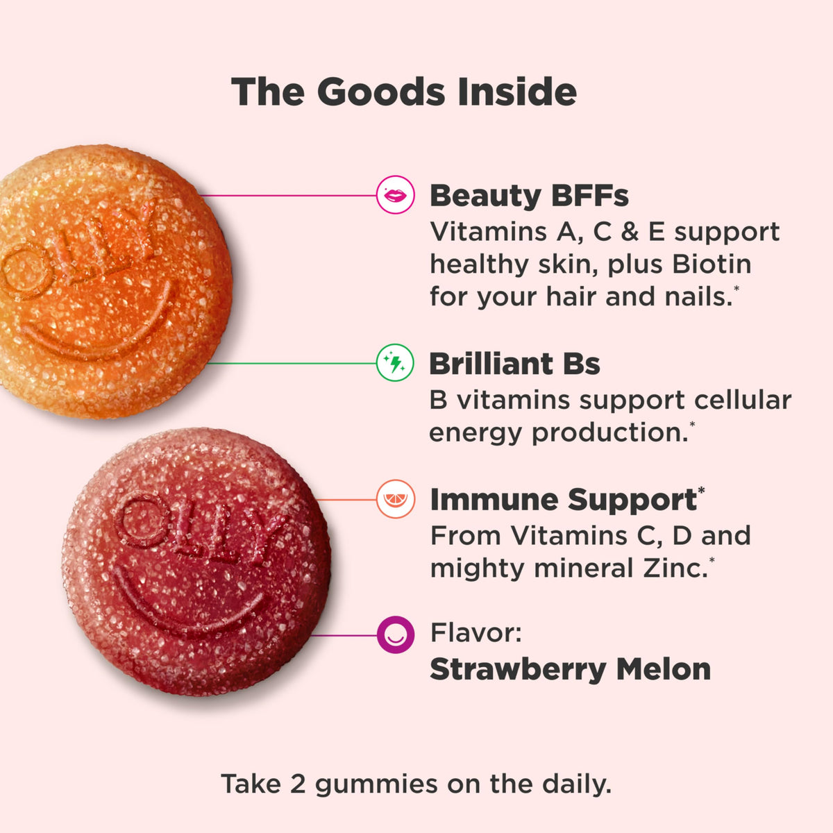 Olly Teen Girl Multi Gummy, Healthy Skin and Immune Support, 15 Essential Vitamins, Biotin, Zinc, Calcium, Chewable Multivitamin - OmniHealth US