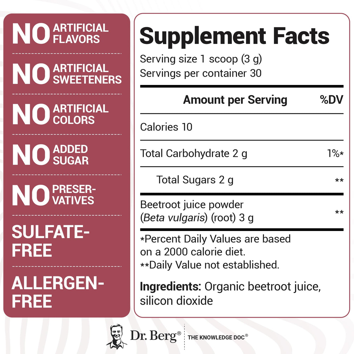 Dr. Berg Raw Organic Beet Powder from Real Earth-Grown Beets – USDA Certified Organic Beet Root Powder to Support Nitric Oxide Levels, Energy - OmniHealth US
