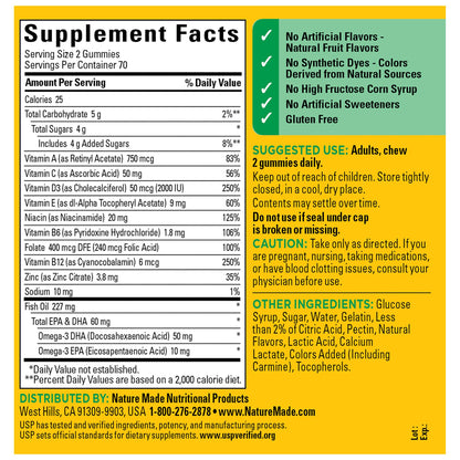 Nature Made Multivitamin + Omega-3, Multivitamin Gummies for Women and Men, Daily Nutritional Support, 140 Adult Gummy Vitamins - OmniHealth US