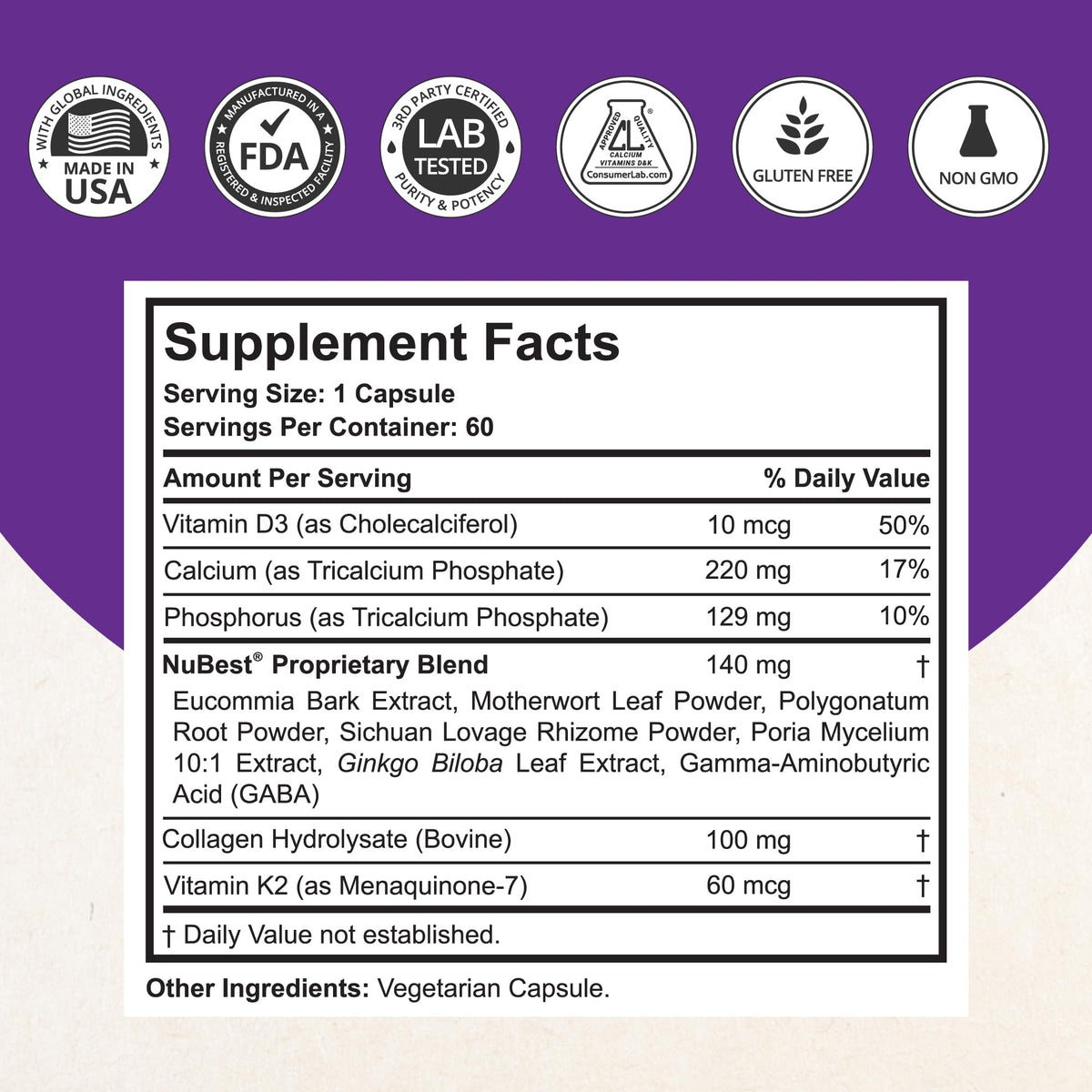 NuBest Tall 10+ Premium Bone Strength Formula, Enhanced Immunity and Overall Health for Age 10+ with Calcium, Vitamin D3, Vitamin K2 - OmniHealth US