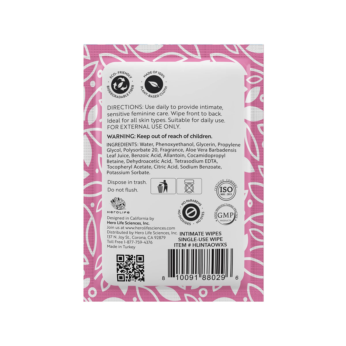 HEROLIFE Personal Wipes for Feminine Care, Single Use To Go, Plant-Based, 1 pack of 40 Single HerolifeBuy Supplements Australia