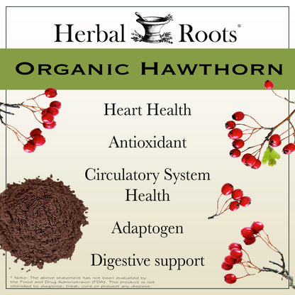 Herbal Roots Organic Hawthorn Berry Capsules | Extra Strength 1,200mg per Serving | 60 Vegan Capsules - OmniHealth US