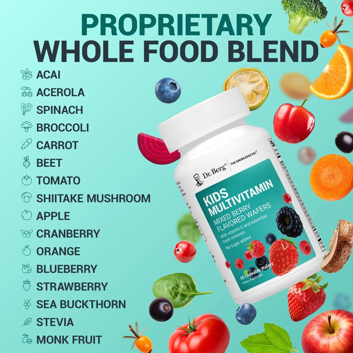 Dr. Berg Kids Chewable Multivitamins (NOT Sweetened w/Sugar) - Daily Multivitamin for Kids That Includes 20 Nutrients & Trace Mineral Complex Dr. Berg NutritionalsBuy Supplements Australia