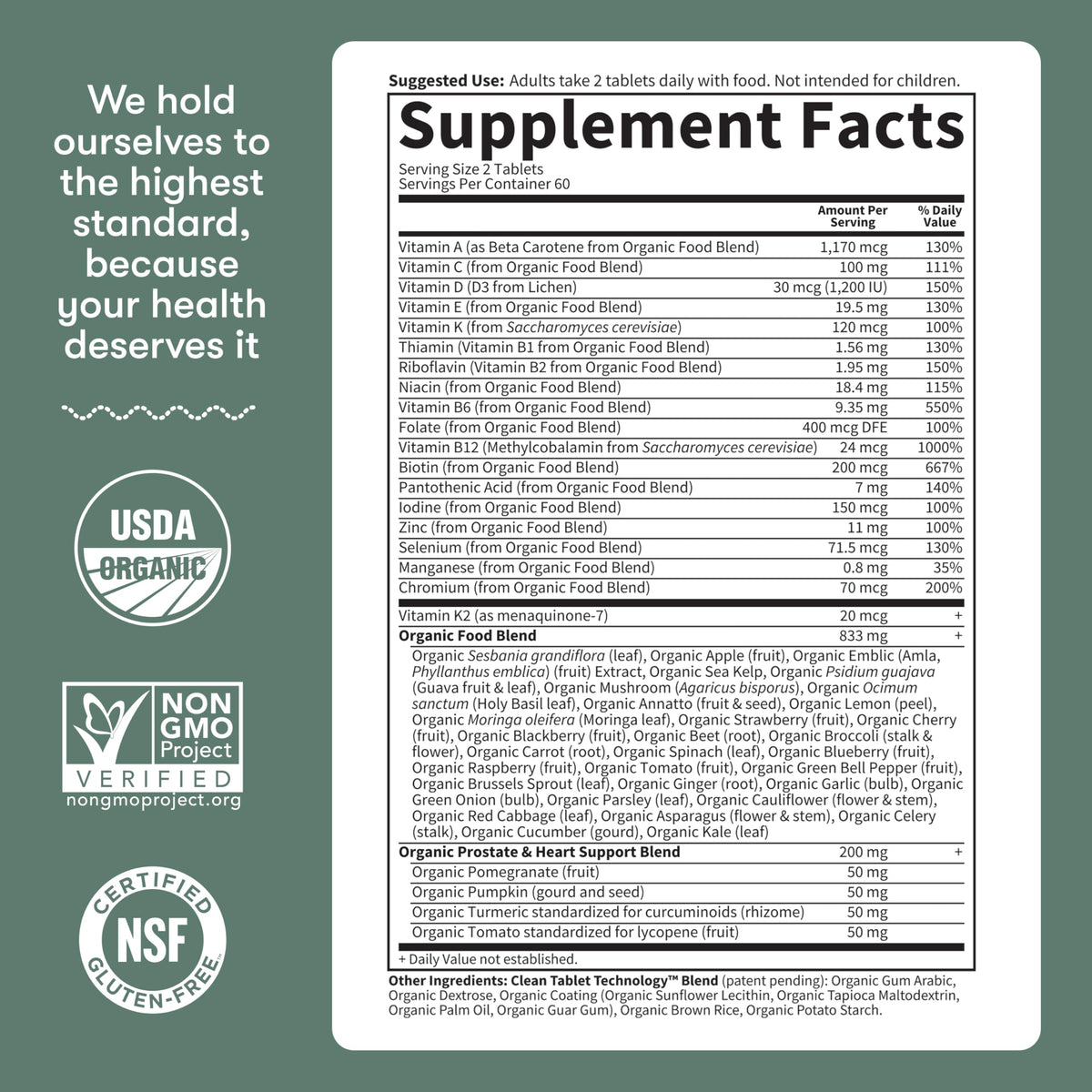 Garden of Life Organics Men's 40+ Multivitamin with Prostate Support, B12 & Vitamins – Vegan Daily Whole Food Multivitamin - OmniHealth US