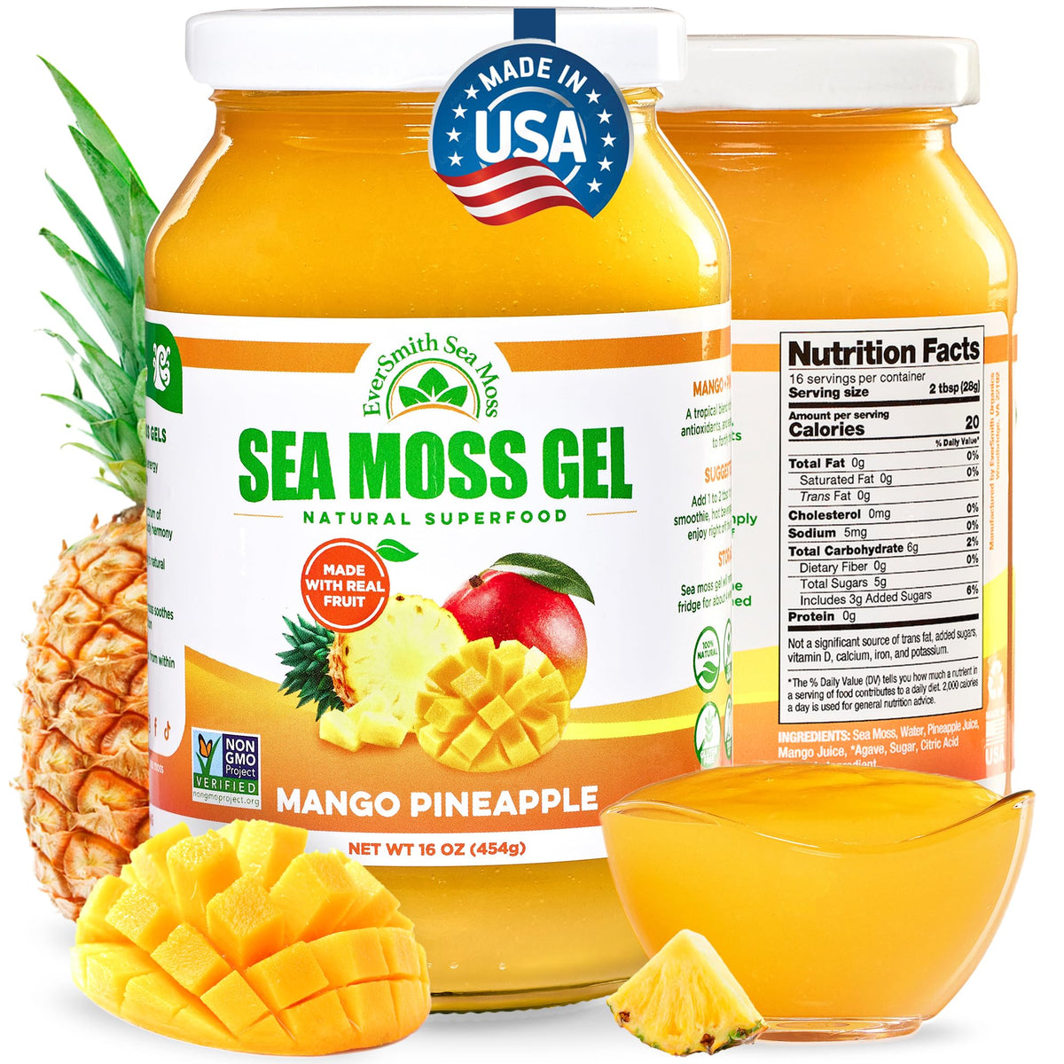 EverSmith Organics - Wildcrafted Irish Sea Moss Gel | Made in USA | Rich in Vitamins & Minerals | Sea Moss Gel Raw - OmniHealth US