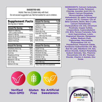 Centrum Minis Silver Women's Multivitamin for Women 50 Plus, Multimineral Supplement with Vitamin D3, B Vitamins, Non-GMO Ingredients - OmniHealth US