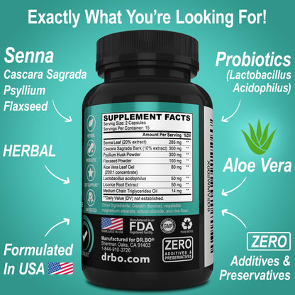 Colon Cleanser Detox for Weight Flush - 15 Day Intestinal Cleanse Pills & Probiotic - Fast Natural Laxative for Constipation Relief - Bowel Movement Supplements for Stomach Bloating, Gut Loss Support - OmniHealth US