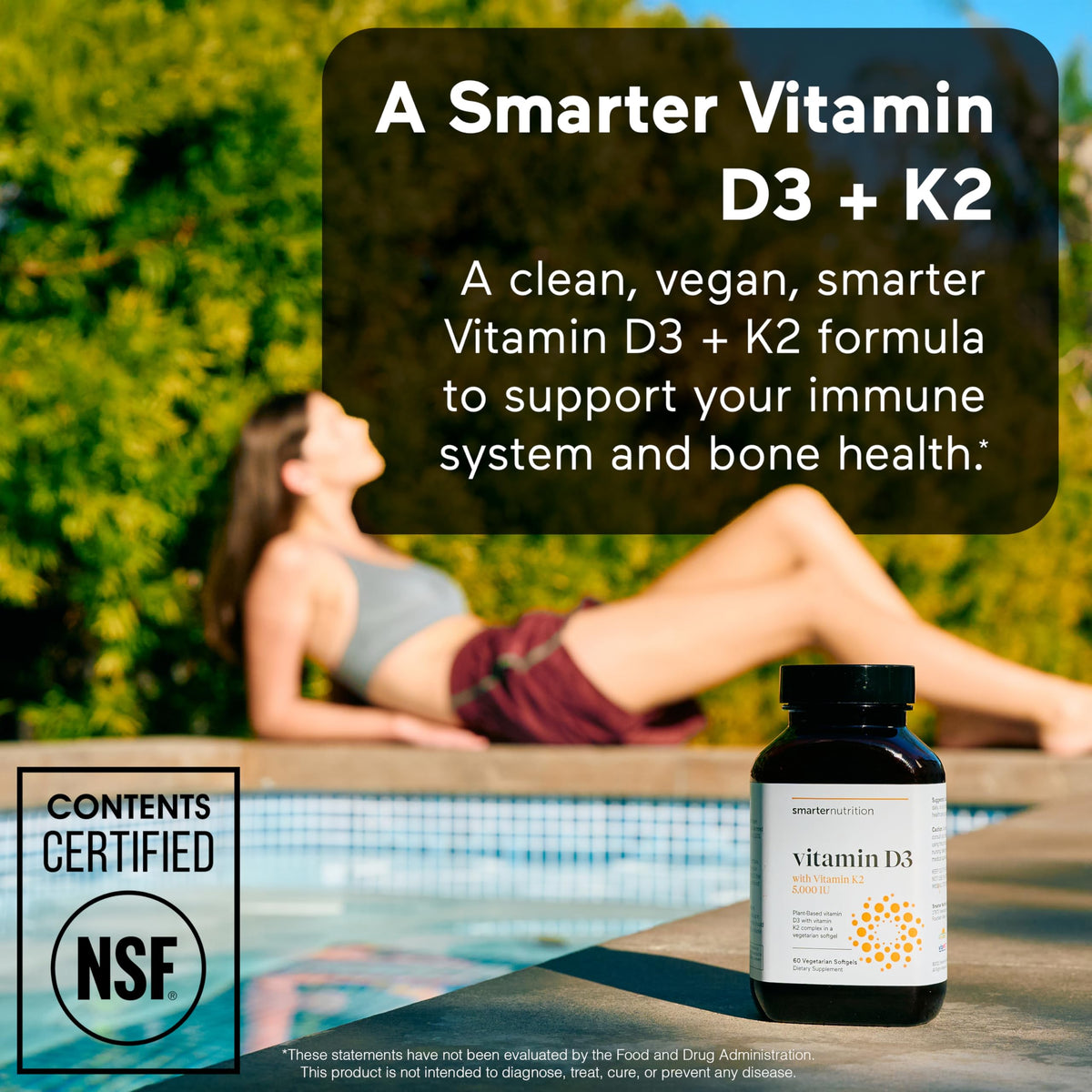 SMARTERNUTRITION Vegan Vitamin D3 5000 IU + Natural Vitamin K2 1100 mcg in Organic Coconut & Olive Oil - D3 K2 Supplement for Immune & Bone Support - OmniHealth US