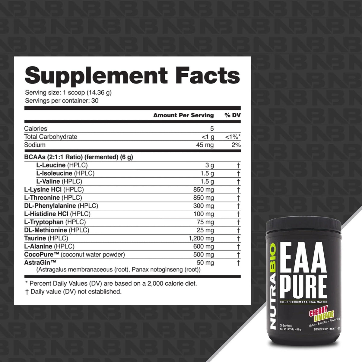 NutraBio – EAA Pure – 9 Amino Acids – Muscle Repair and Recovery, 30 Servings, Cherry Limeade – Pre or Post Workout – All Day Recovery NutraBioBuy Supplements Australia