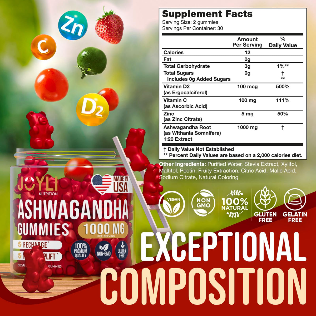 Ashwagandha Gummies for Women & Men - Natural Calm Gummies with Ashwagandha JOYLI NutritionBuy Supplements Australia