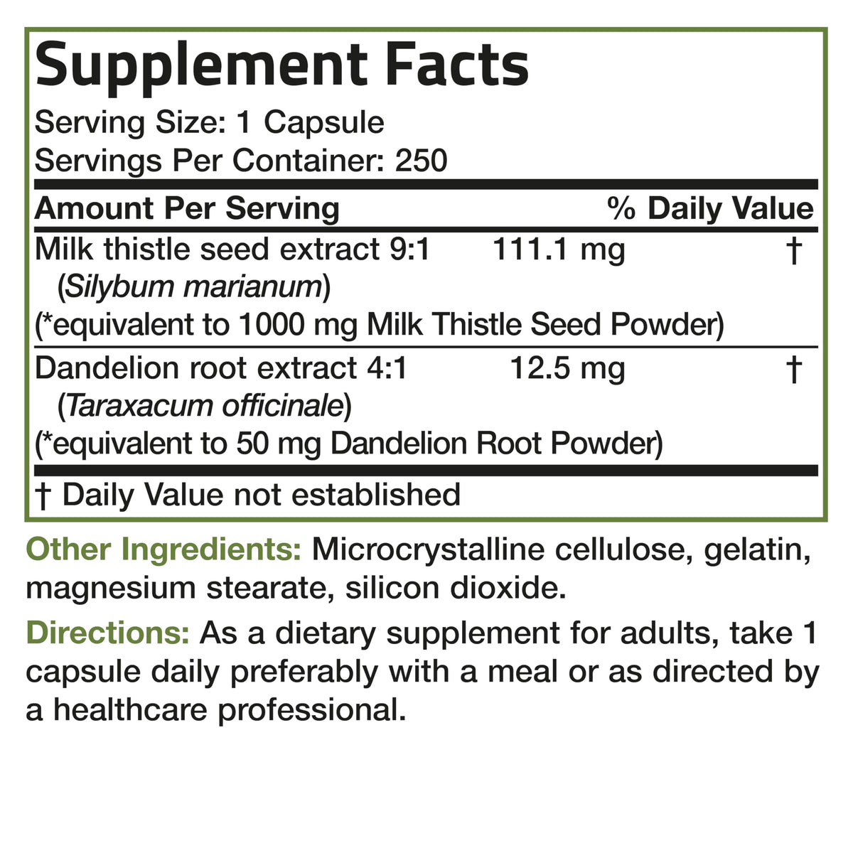 Bronson Milk Thistle Silymarin Marianum & Dandelion Root Liver Health Support BronsonBuy Supplements Australia