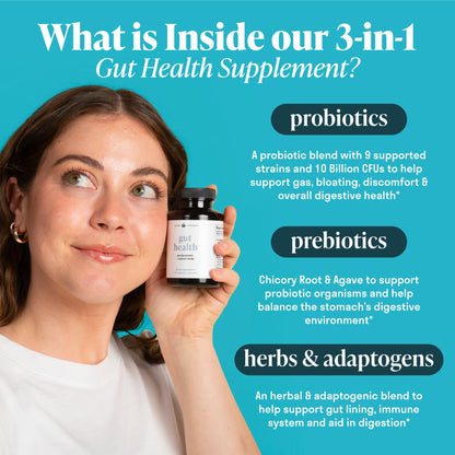 Nuven Naturals All-in-One Gut Health w/Probiotics, Prebiotics, Digestion-Supporting Herbs - OmniHealth US