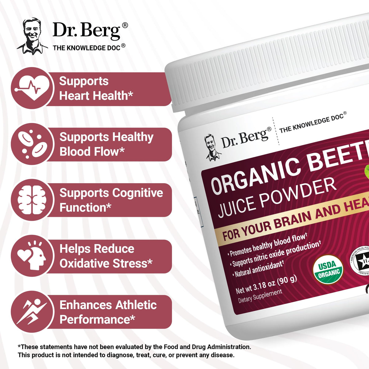 Dr. Berg Raw Organic Beet Powder from Real Earth-Grown Beets – USDA Certified Organic Beet Root Powder to Support Nitric Oxide Levels, Energy - OmniHealth US