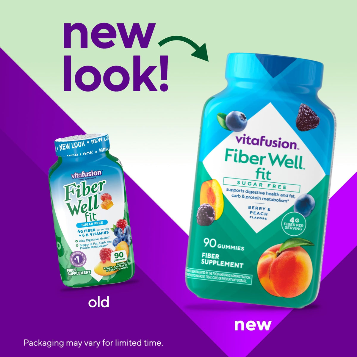 Vitafusion Fiber Well Fit Gummies Supplement, 90 Count (Packaging May Vary) - OmniHealth US