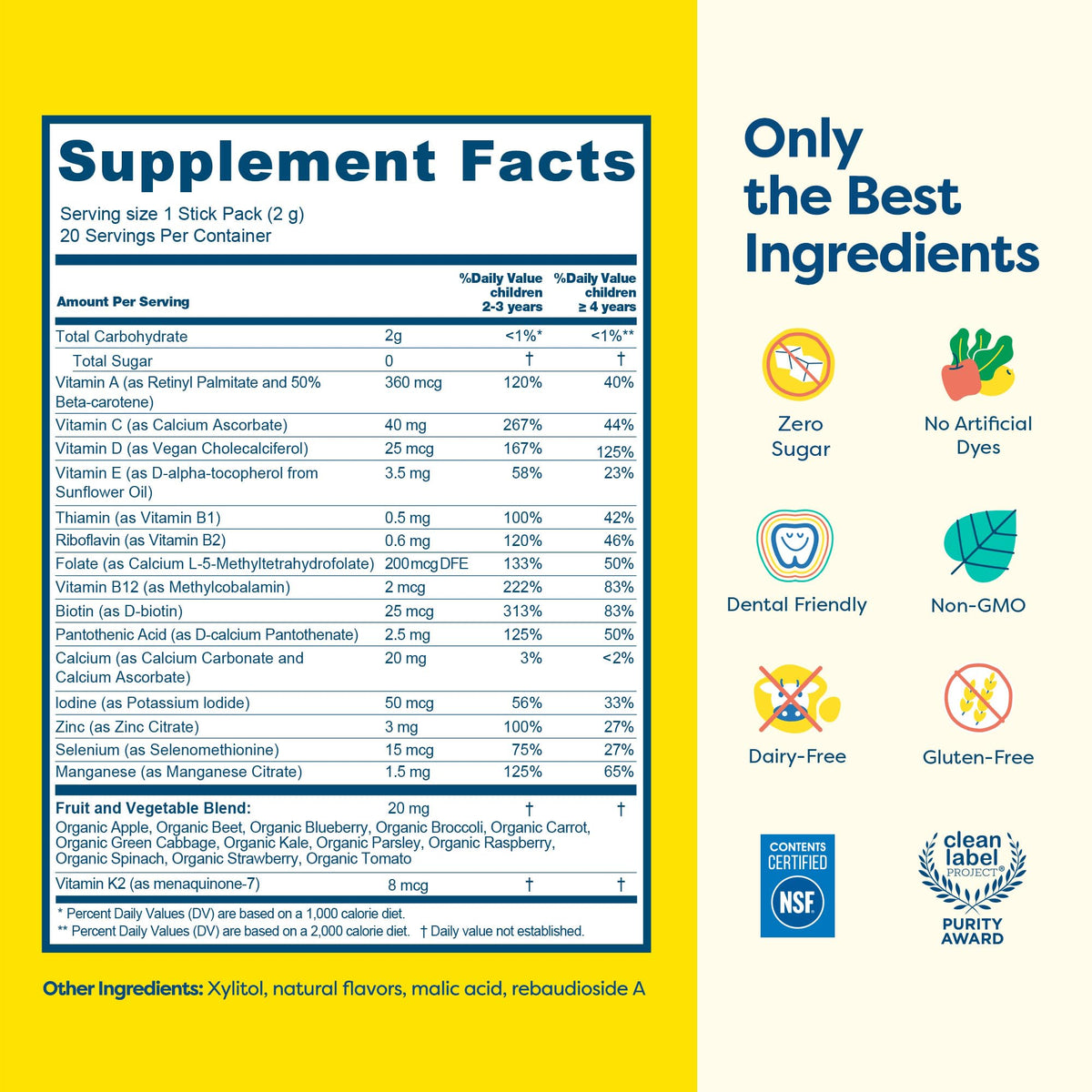 Hiya Kids Multivitamin – 15+ Essential Vitamins & Minerals with Fruits & Veggies for Ages 2+, Supports Growth, Development & Immune - OmniHealth US