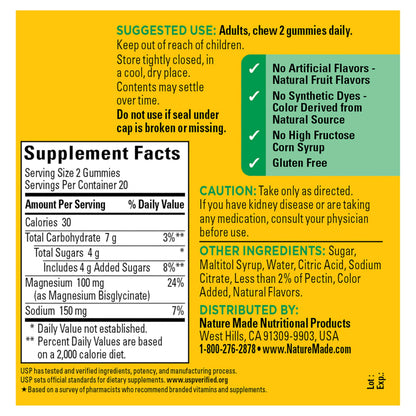 Nature Made High Absorption Magnesium Glycinate Gummies 100 mg per Serving, Muscle, Nerve, Bone and Heart Support - OmniHealth US