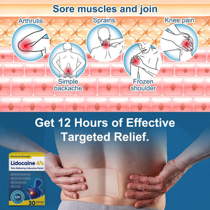 Teemofe 4% Lidocaine Pain Relief Patches – Maximum OTC Strength, Fast-Acting Targeted Relief, 30 Count, for Everyday Muscle & Joint Discomfort - 260130-2 TeemofeBuy Supplements Australia