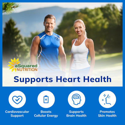 aSquared Nutrition CoQ10 (400mg Max Strength, 200 Capsules) - High Absorption Vegan Coenzyme Q10 Powder - Ubiquinone Supplement Pills, Extra Antioxidant CO Q-10 - OmniHealth US