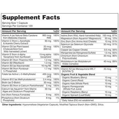 NATURELO One Daily Multivitamin for Women w/Vitamin B12, 120 Ct, Energy Support, Whole Food Daily Women Multivitamin Supplement, Nourish Hair/Skin/Nail, Non-GMO - OmniHealth US
