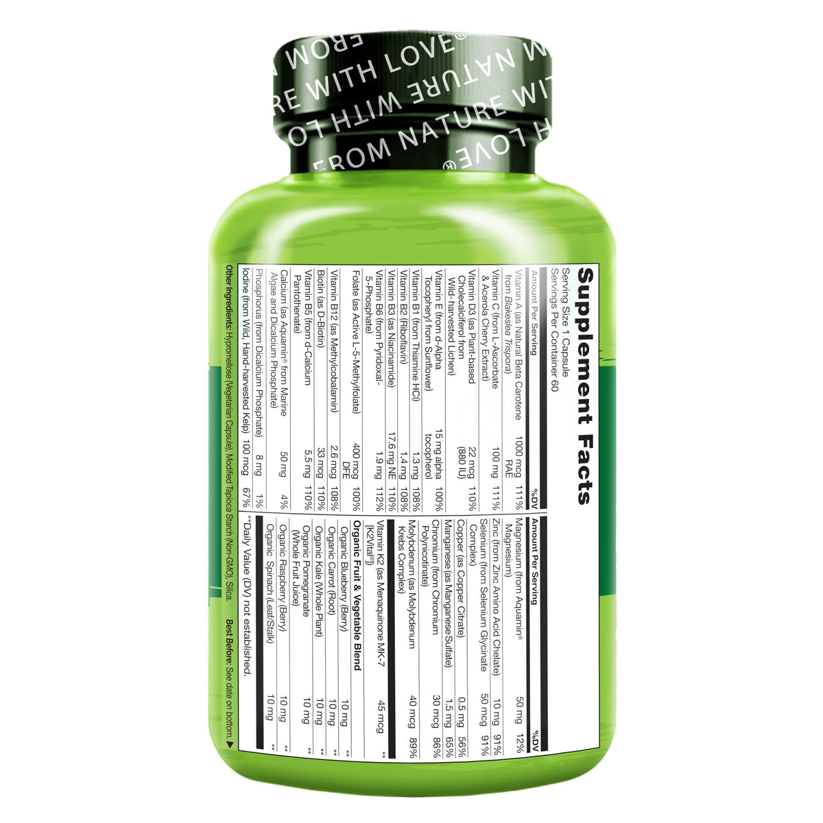 NATURELO Mens Multivitamins - One Daily Multivitamin for Men with Vitamins, Minerals & Organic Whole Foods, Boost Energy & Health, OmniHealth US