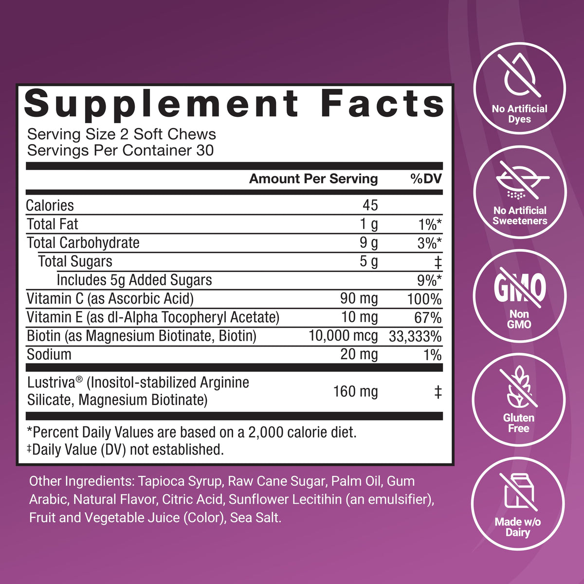 Force Factor Hair Growth Accelerator Soft Chews, Hair Growth Vitamins for Women and Men with Clinically Studied Lustriva and Biotin, Promotes Thicker - OmniHealth US