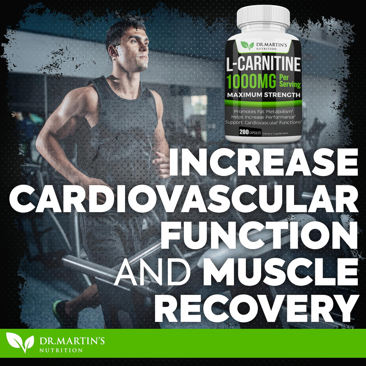 DR. MARTIN'S NUTRITION Extra Strength L-Carnitine - 200 Capsules - 1000mg Per Serving - Boost Your Metabolism and Increase Performance - OmniHealth US