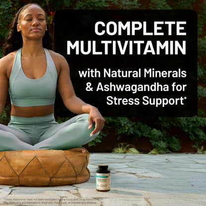 NatureWise Multivitamin for Women + Stress Support with Organic Whole Foods & Natural Minerals - B-Complex + Vitamin C + D3 K2 for Immunity, Hair, Skin & Nails - OmniHealth US