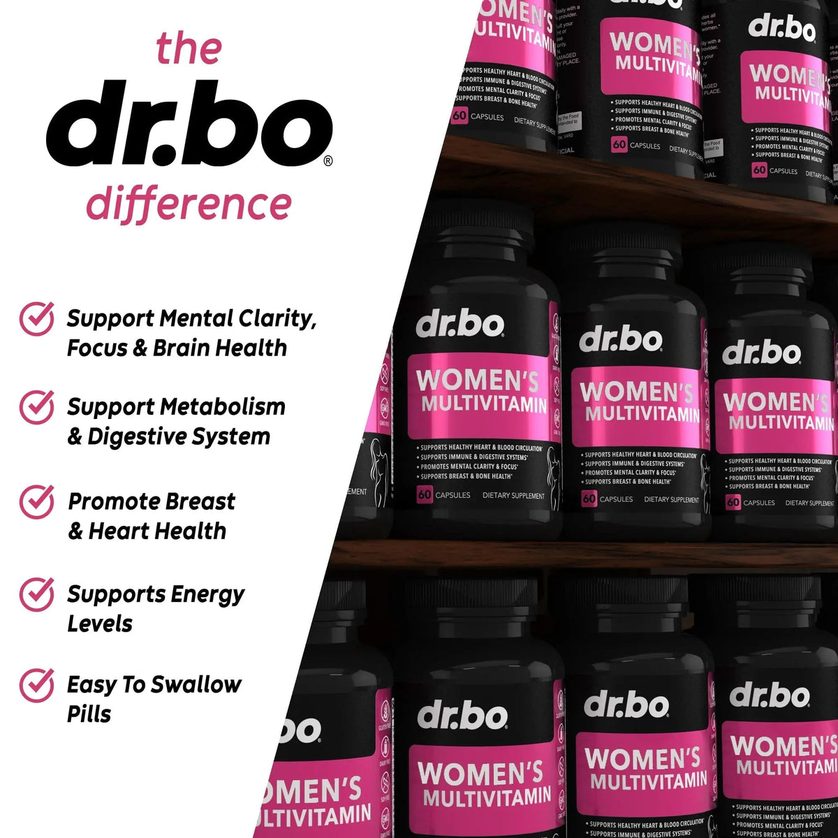 Womens Multivitamin - Natural Daily Multi Vitamins for Women - Womans Energy Vitamin DR. BO