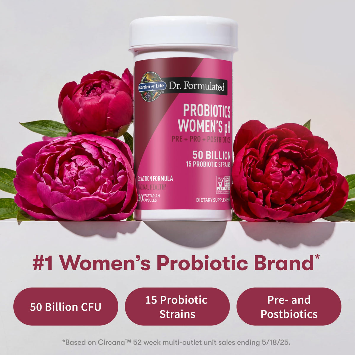 Garden of Life Dr Formulated Once Daily 3-in-1 Complete Prebiotics, Postbiotics & Probiotics for Women, PRE + PRO + POSTBIOTIC Supplement for Women’s Digestive - OmniHealth US