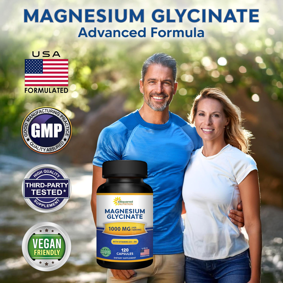 Magnesium Glycinate 1000mg with Vitamin D3 & B6-500mg per Capsule - Pure Elemental Mag Supplement Complex for Sleep, Muscle, Bone Health - OmniHealth US