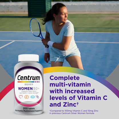 Centrum Silver Women's Multivitamin for Women 50 Plus, Multivitamin/Multimineral Supplement with Vitamin D3, B Vitamins, Non-GMO Ingredients - OmniHealth US
