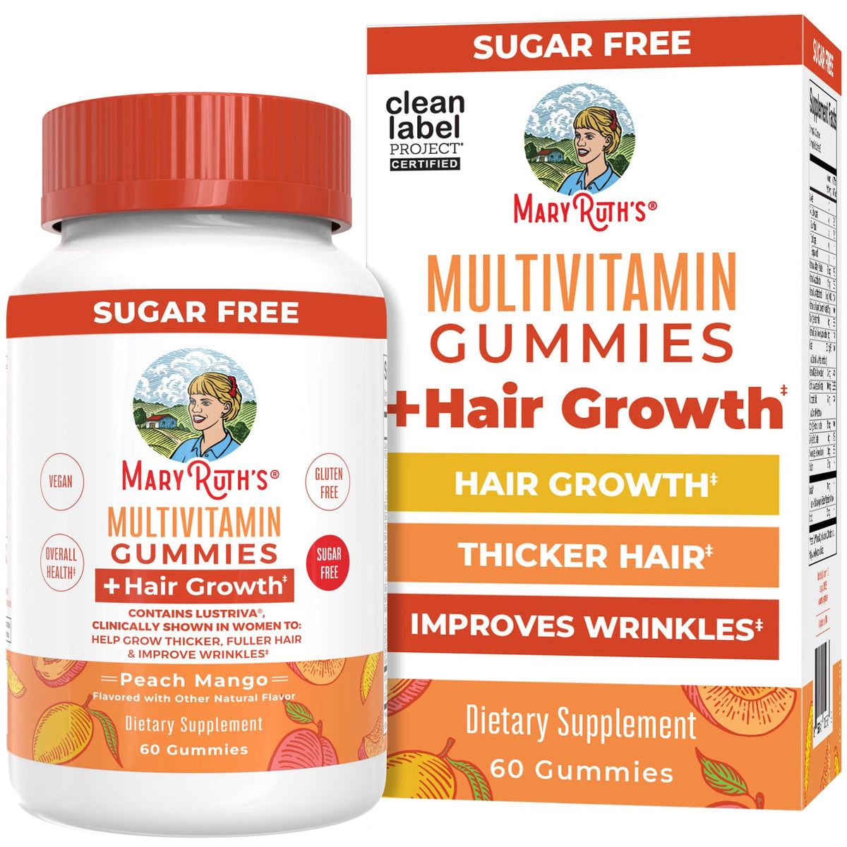 MaryRuth's Multivitamin + Hair Growth Gummies | with Lustriva® | Biotin 10000mcg | B Vitamins | Formulated for Thicker Hair, Wrinkles, Fine Line - OmniHealth US