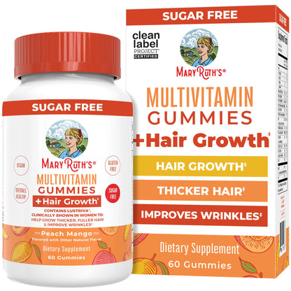MaryRuth's Multivitamin + Hair Growth Gummies | with Lustriva® | Biotin 10000mcg | B Vitamins | Formulated for Thicker Hair, Wrinkles, Fine Line - OmniHealth US