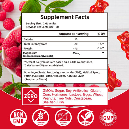 Magnesium Glycinate Gummies 500mg | Relaxation Calm Magnesium Gummies | Sugar-Free | Non-GMO | Gluten-Free - OmniHealth US