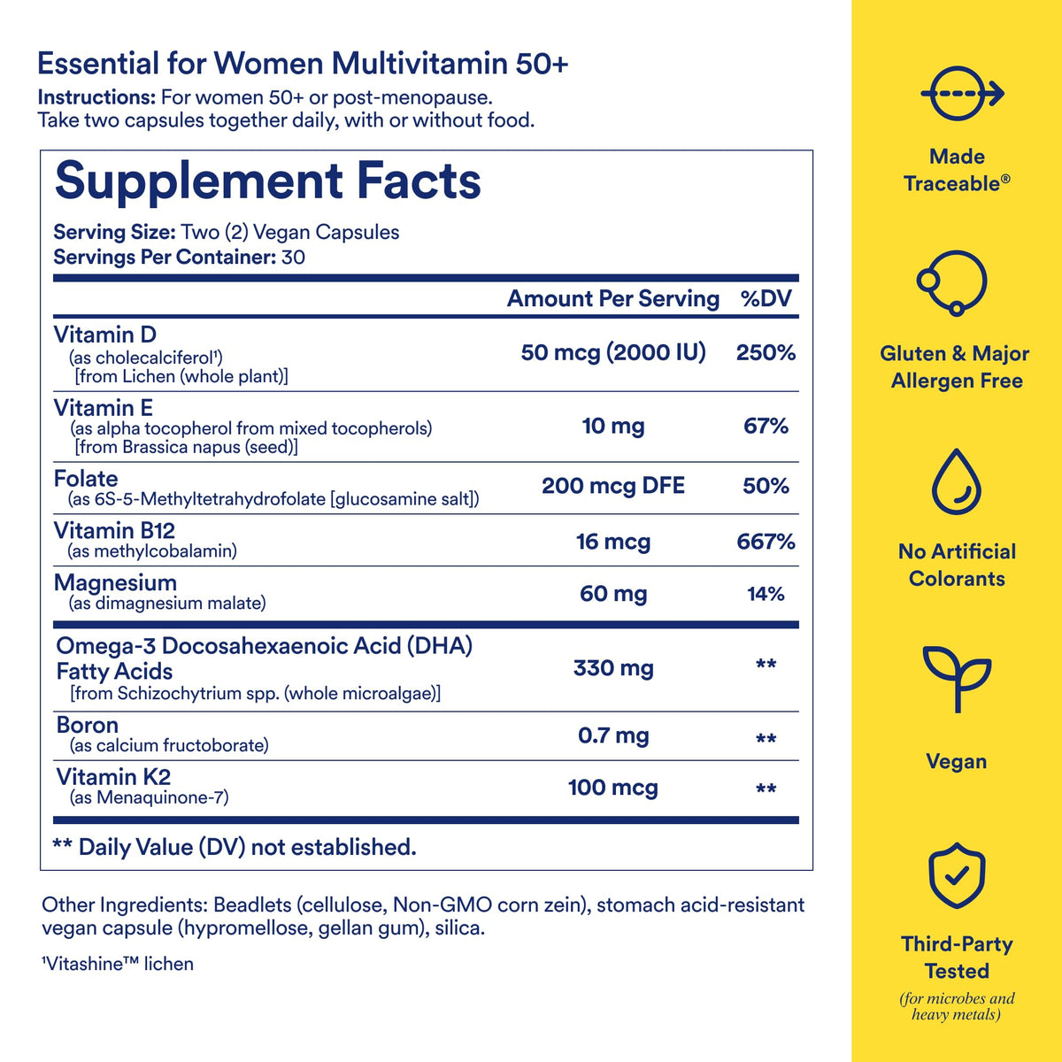 Ritual Multivitamin for Women 50+, Menopause Supplements with Vitamin D3, K2 and Magnesium for Bone Support*, Omega-3 DHA, Vitamin B12 RitualBuy Supplements Australia