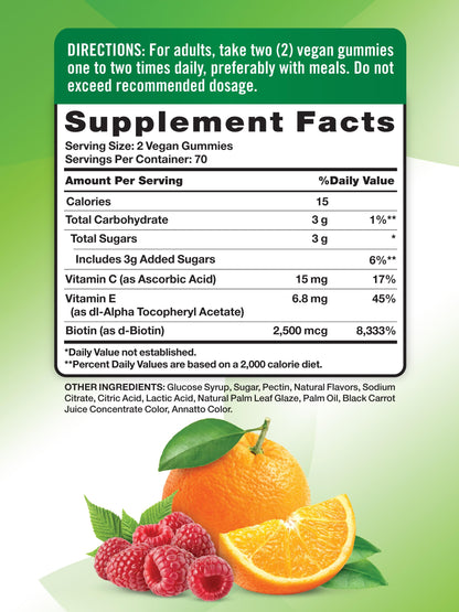 Nature's Truth Hair Skin and Nails Gummies | 80 Count | 2500mcg of Biotin | Vegan, Non-GMO, Gluten Free Supplement - OmniHealth US