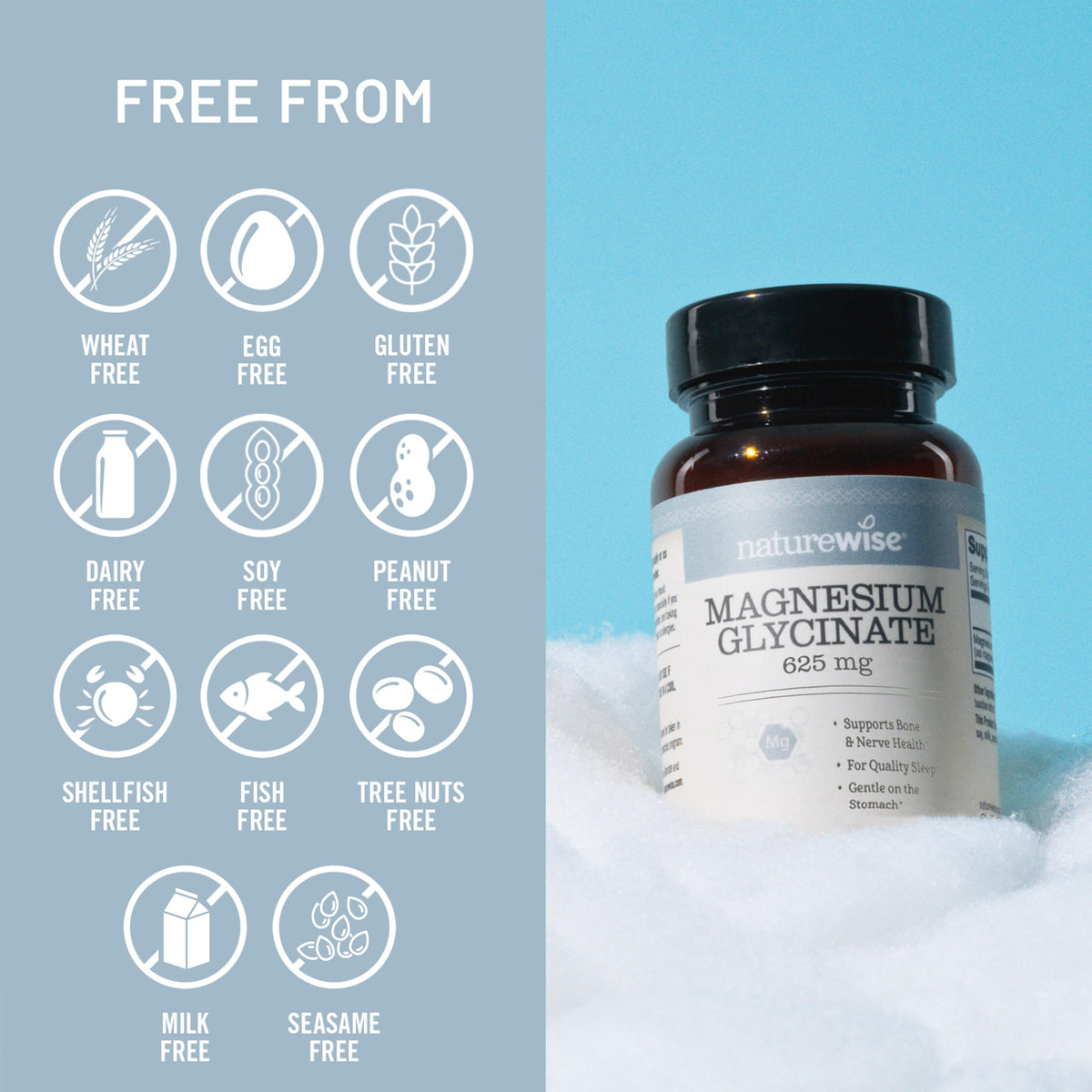 NatureWise Magnesium Glycinate 625 mg - High Absorption Chelated Magnesium Glycinate for Sleep, Relaxation, Muscle & Bones* - OmniHealth US
