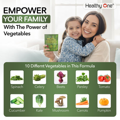 Fruits & Veggies Sugar-Free Gummies - 27 Whole Foods - Equals 3 Servings of Fruits & Vegetables - Improve Energy, Focus & Immune Function - Fiber - Antioxidants - Organic Ingredients - 28 Packets Healthy OneBuy Supplements Australia