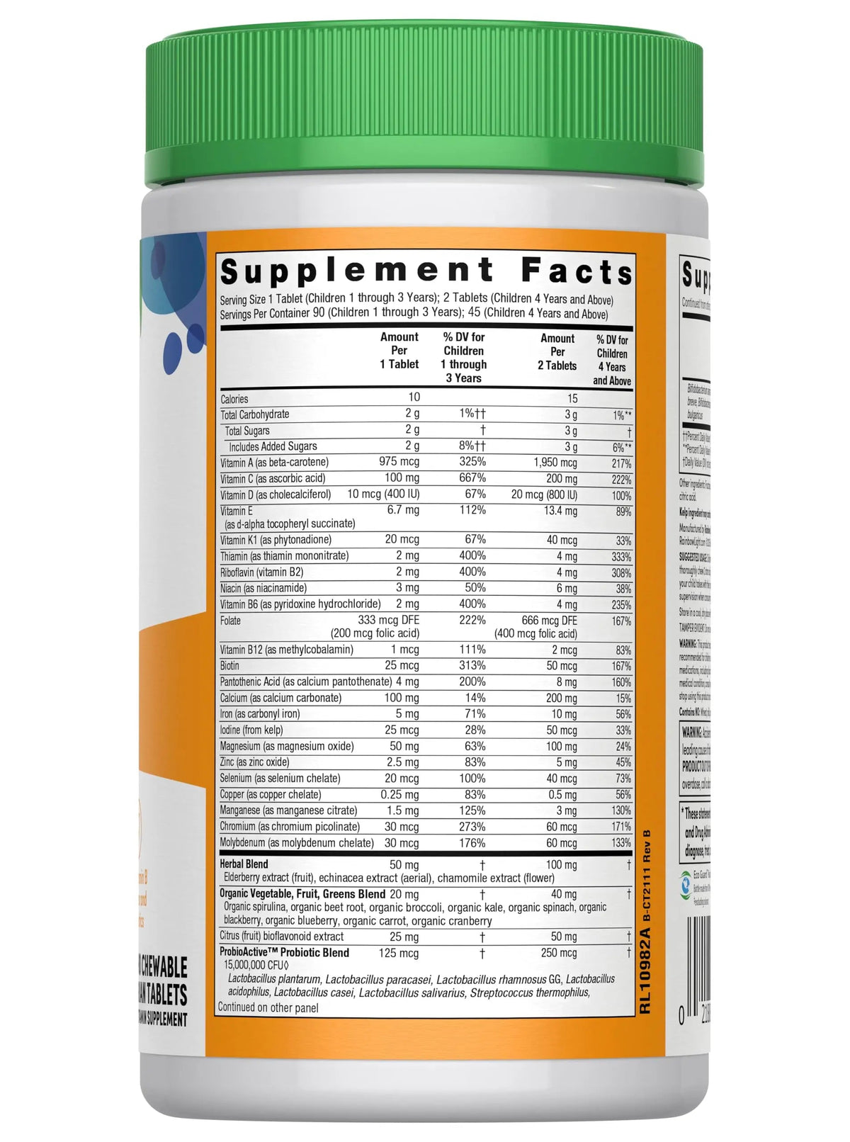 Rainbow Light Kids One Multivitamin Tablets, Provides Healthy Growth and Immune Support, with Vitamin C, Zinc, & B Complex Rainbow LightBuy Supplements Australia