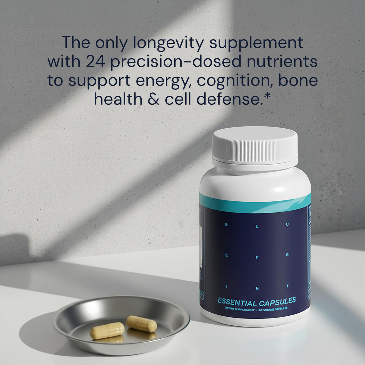 Blueprint Bryan Johnson Essential Capsules - Daily Multivitamin/Multimineral for Women and Men - Antioxidant Supplement with Calcium, Vitamin B1, Vitamin D, and Zinc - OmniHealth US