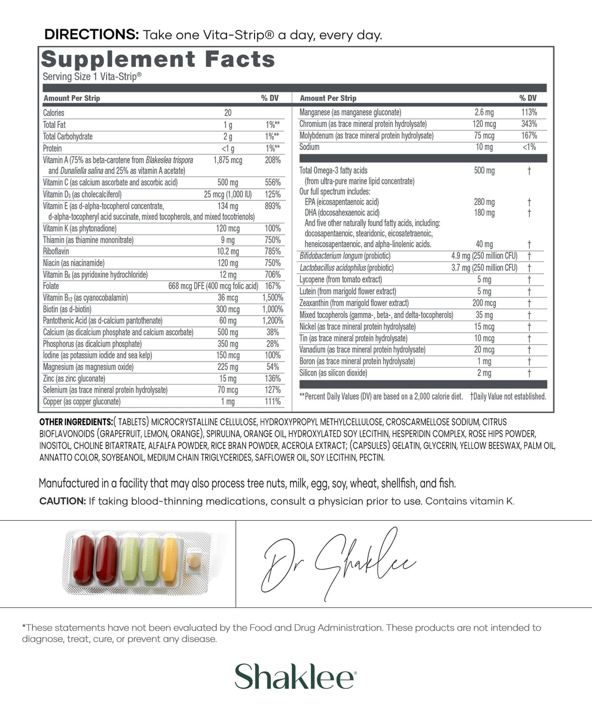 Shaklee - Vitalizer™ Men - Advanced Nutrition Vita-Strips® with Vitamins, Minerals, Omega-3s, Probiotics & More for Heart, Joint, Immune, Bone, Digestive Health & Physical Energy - 30 Vita-Strips® ShakleeBuy Supplements Australia