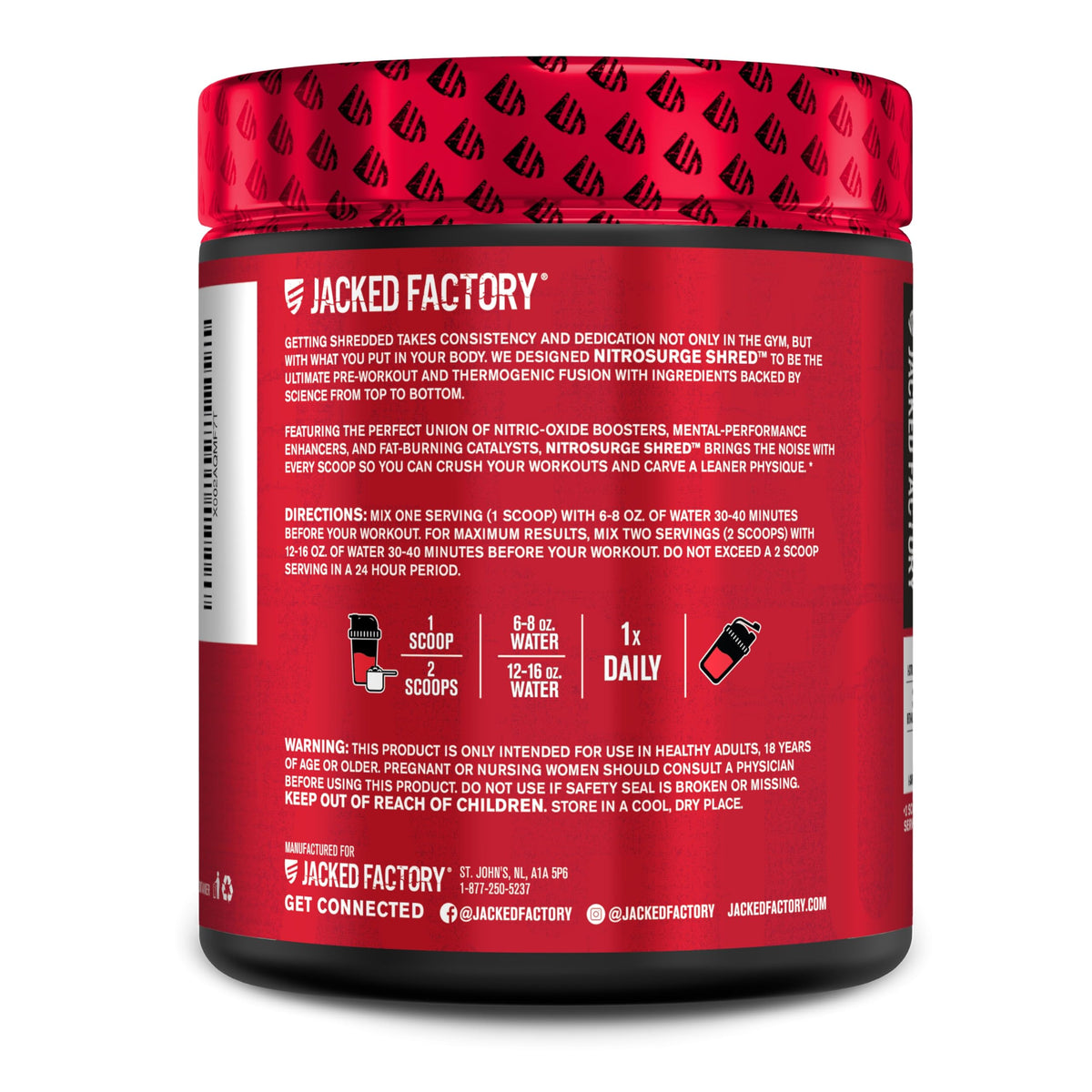 Jacked Factory NITROSURGE Shred Pre Workout Supplement - Energy Booster, Instant Strength Gains, Sharp Focus, Powerful Pumps - Nitric Oxide Booster & PreWorkout Powder - 30Sv, Fruit Punch - OmniHealth US