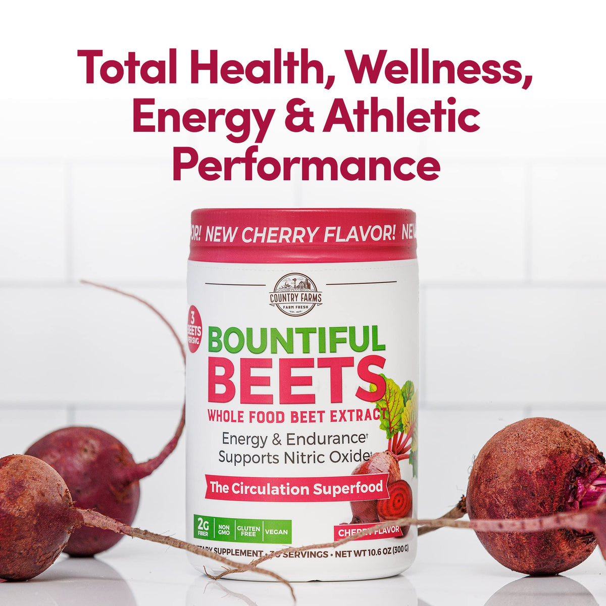 Country Farms Bountiful Beets, Wholefood Beet Extract Superfood, Helps Support Healthy Circulation and Promote Energy - OmniHealth US