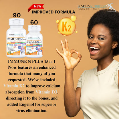 (90 Capsules), NAC 600mg, Quercetin 1,000mg, Vitamin C 500mg, Zinc 50mg, Vitamin D3 5,000iu, Selenium, Copper, Acerola, Ginger, Rutin, Citrus Bioflavonoids, Rose Hips, Echinacea, Immune N Plus 15 in 1 - Maple Wellness Supplements