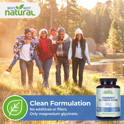 Why Not Natural Magnesium Glycinate 500 mg Capsules Supplement - Vegan, No Filler - Supports Sleep and Relaxation - OmniHealth US