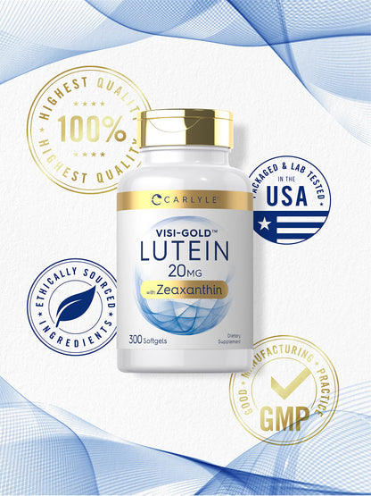 Carlyle Lutein and Zeaxanthin 20mg | 300 Softgels | Eye Health Vitamins | Non-GMO & Gluten Free Supplement - OmniHealth US