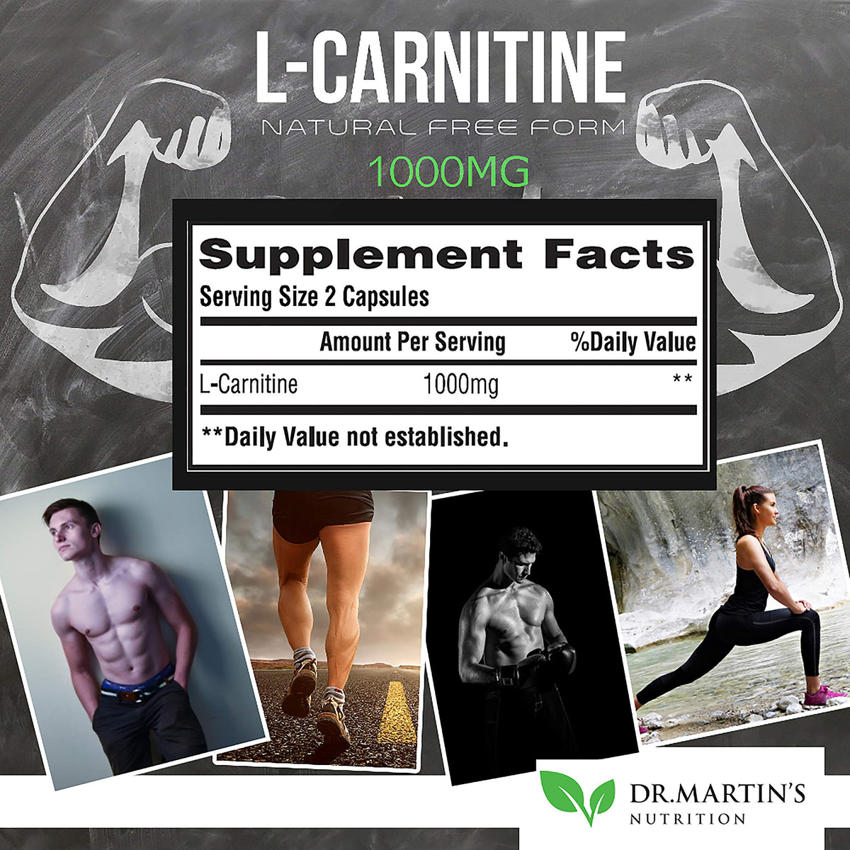 DR. MARTIN'S NUTRITION Extra Strength L-Carnitine - 200 Capsules - 1000mg Per Serving - Boost Your Metabolism and Increase Performance - OmniHealth US