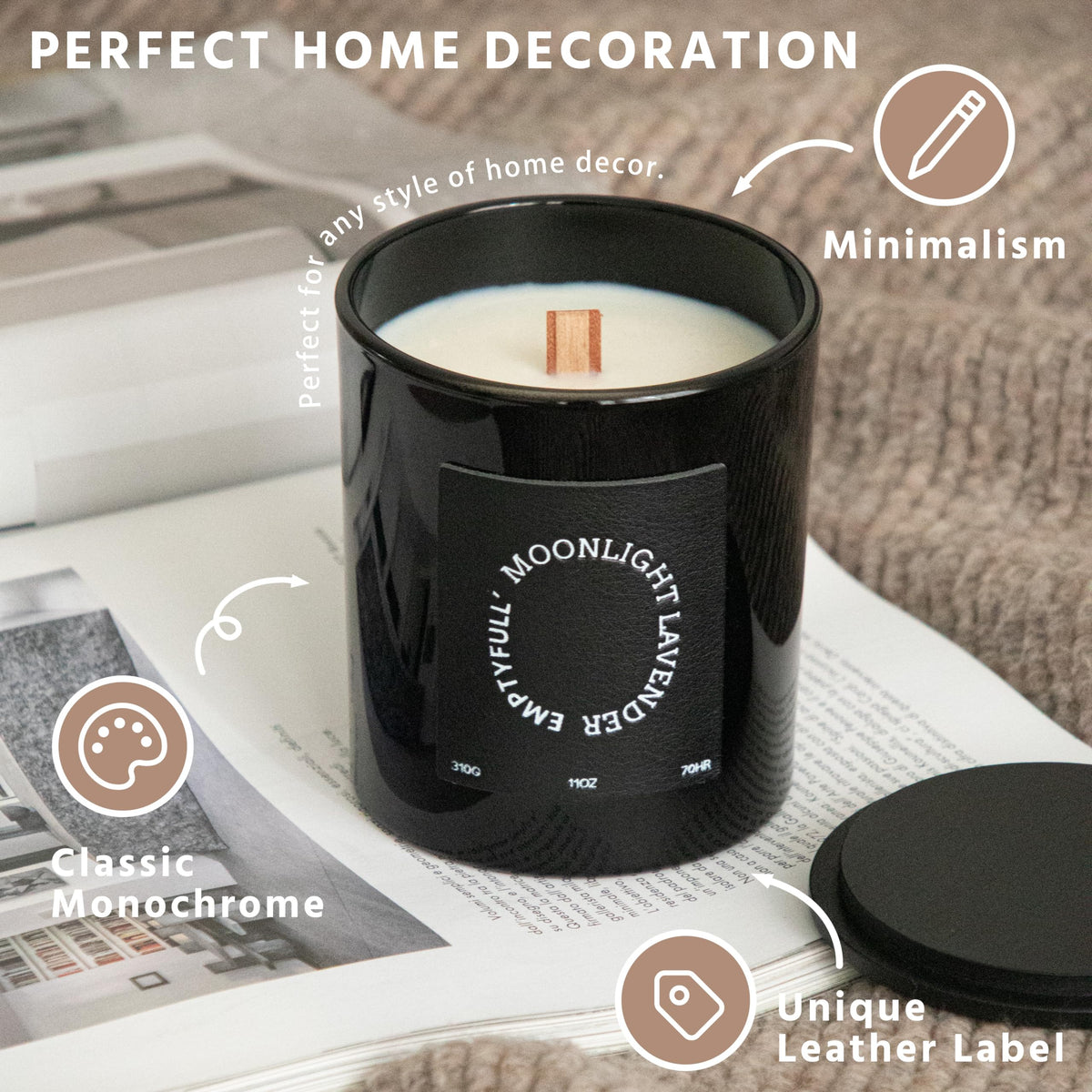 EMPTYFULL Lavender Scented Candles, Wood Wick, 11 oz Large Candle, Natural Soy Candles EmptyfullBuy Supplements Australia