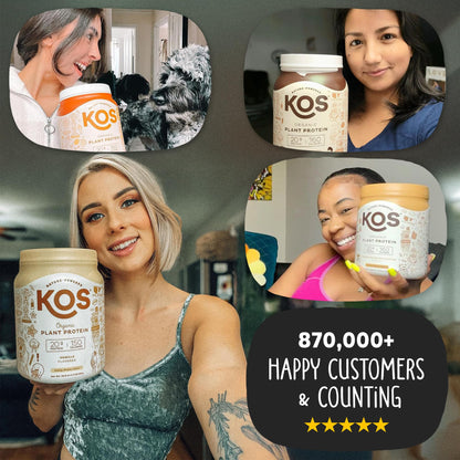 KOS Vegan Protein Powder Erythritol Free, Vanilla USDA Organic - Pea Protein Blend, Plant Based Superfood Rich in Vitamins & Minerals - Keto, Dairy Free - Meal Replacement for Women & Men, 28 Servings - OmniHealth US