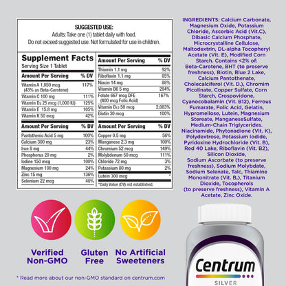 Centrum Silver Women's Multivitamin for Women 50 Plus, Multivitamin/Multimineral Supplement with Vitamin D3, B Vitamins, Non-GMO Ingredients - OmniHealth US